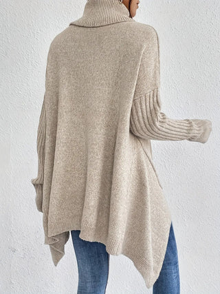 Asymmetrical Turtleneck Sweater SandSet