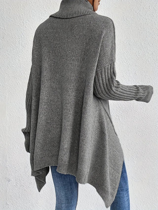 Asymmetrical Turtleneck Sweater SandSet