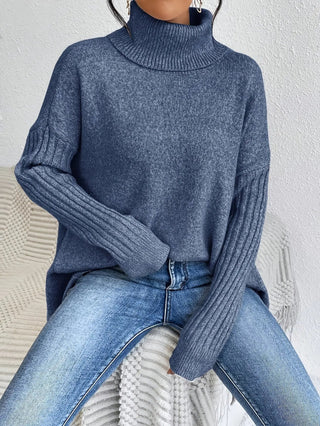Asymmetrical Turtleneck Sweater SandSet