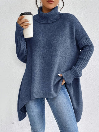 Asymmetrical Turtleneck Sweater SandSet