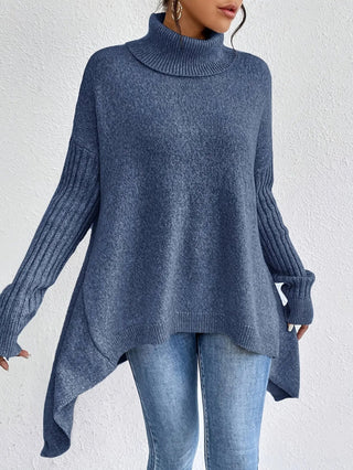 Asymmetrical Turtleneck Sweater SandSet
