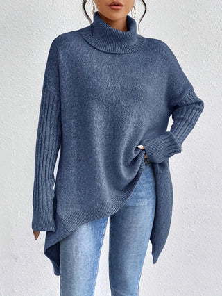 Asymmetrical Turtleneck Sweater SandSet