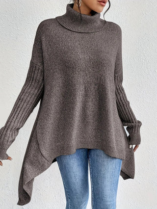 Asymmetrical Turtleneck Sweater SandSet