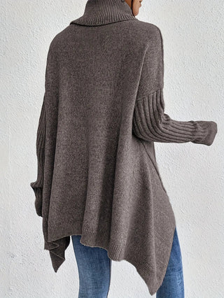 Asymmetrical Turtleneck Sweater SandSet
