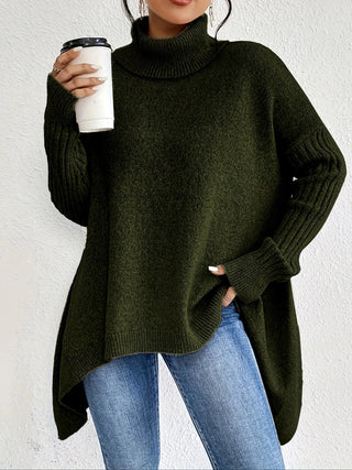 Asymmetrical Turtleneck Sweater SandSet