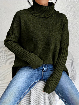 Asymmetrical Turtleneck Sweater SandSet