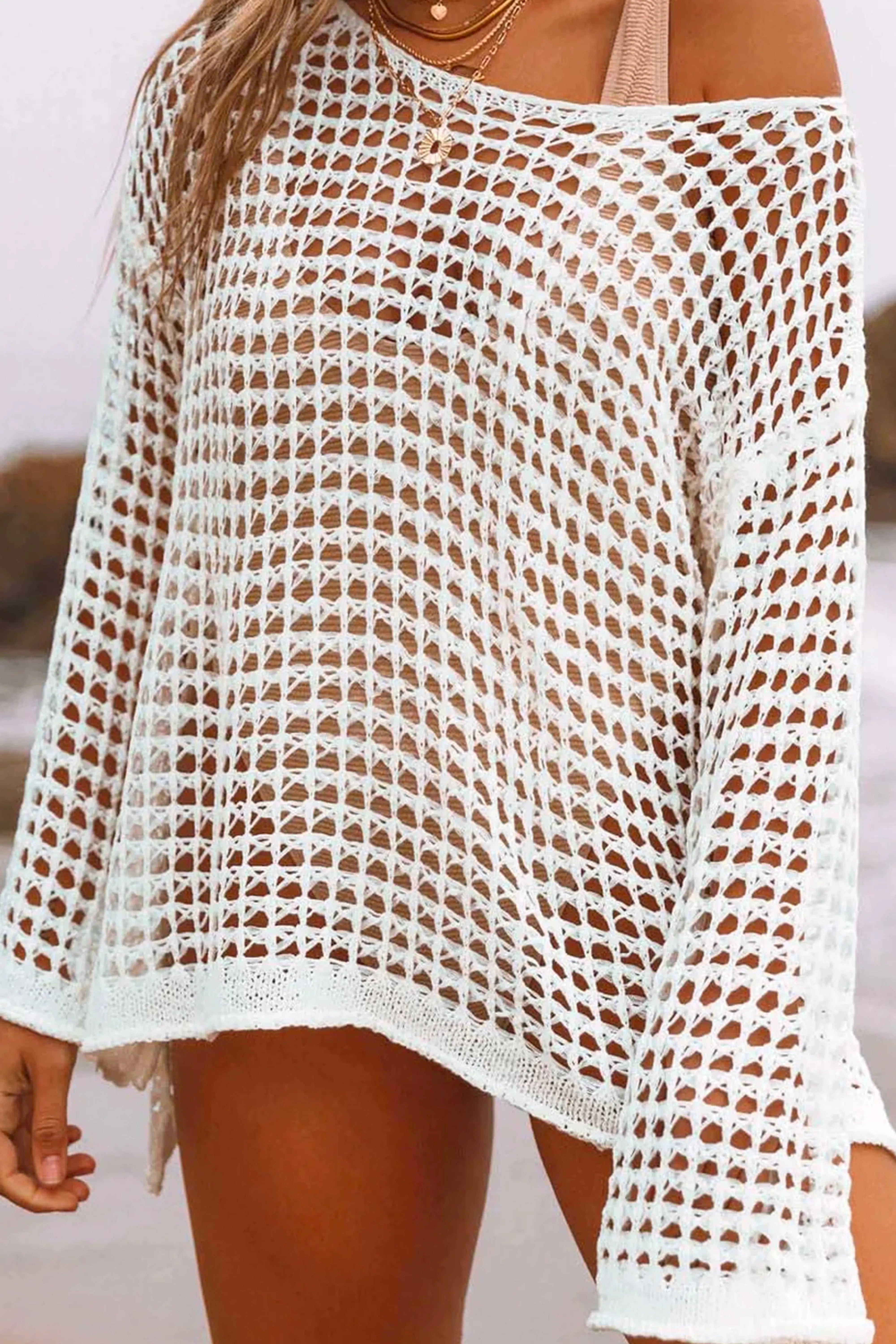 Beach Elegance: Crochet Mesh Cover-Up for Sophisticated Seaside Style SandSet